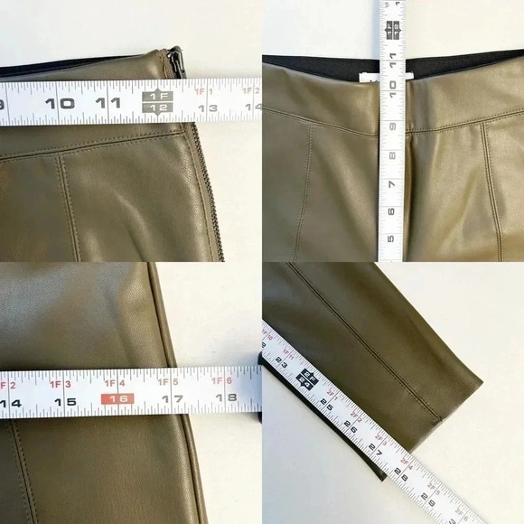 Topshop Piper Faux Leather Leggings Olive  Khaki Green Size 4 - Picture 11 of 14